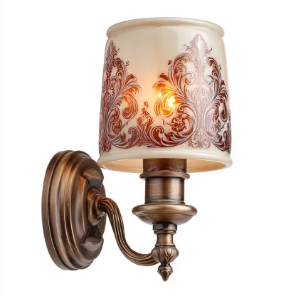 Applique-metallo-vetro-18x12x28 cm-bronzo-crema-marrone-stile classico-Quietilo