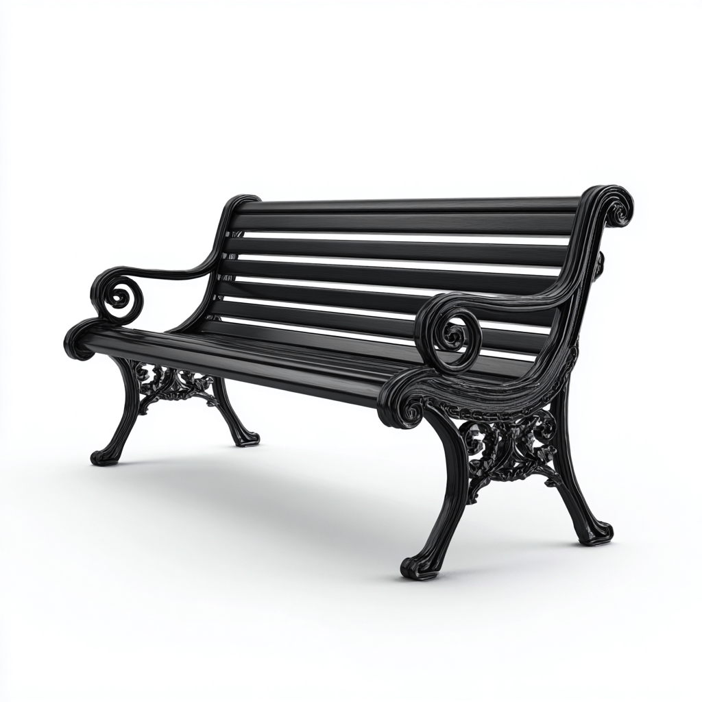 Panca da giardino-metallo-125x60x84 cm-nero-classico-Quietilo