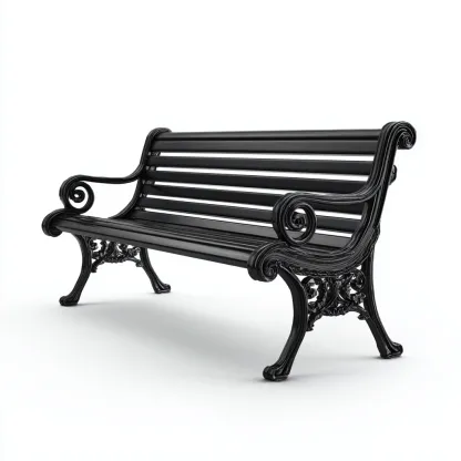 Panca da giardino-metallo-125x60x84 cm-nero-classico-Quietilo