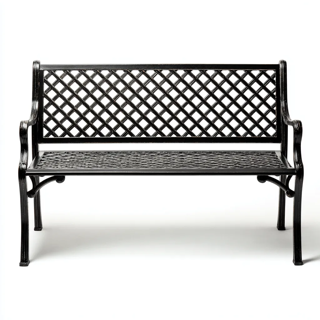Panca da giardino-metallo-118x55x82 cm-nero-classico-Quietilo