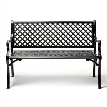 Panca da giardino-metallo-118x55x82 cm-nero-classico-Quietilo
