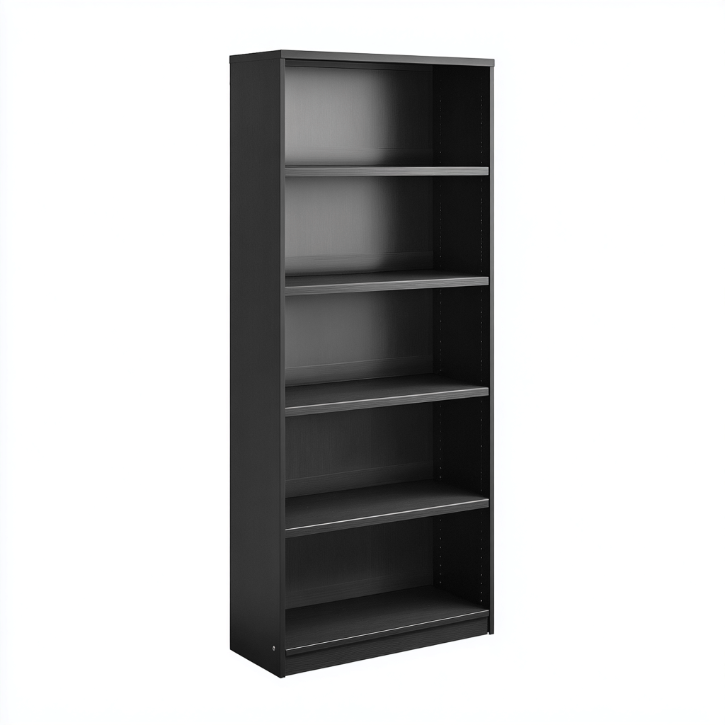 Libreria-legno-ingegnerizzato-81x30x190 cm-nero-design moderno-Quietilo