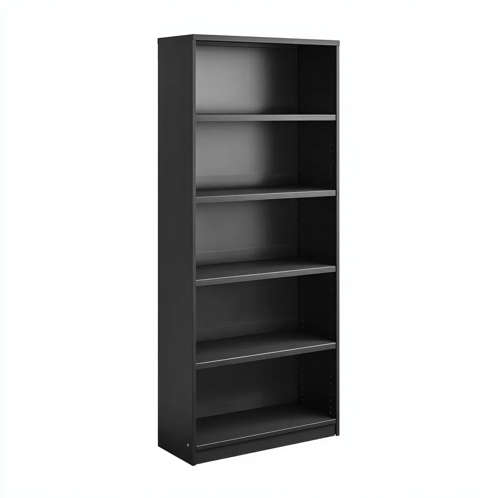 Libreria-legno-ingegnerizzato-81x30x190 cm-nero-design moderno-Quietilo