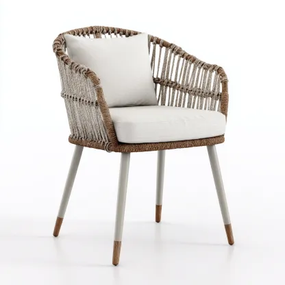 Sedia da giardino-metallo-corda sintetica-tessuto-57x56x83 cm-naturale-bianco-moderno-Quietilo