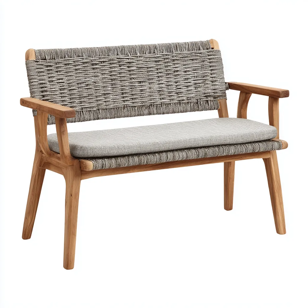 Panca da giardino-legno-corda-153x62x89 cm-marrone-grigio-design moderno-Quietilo