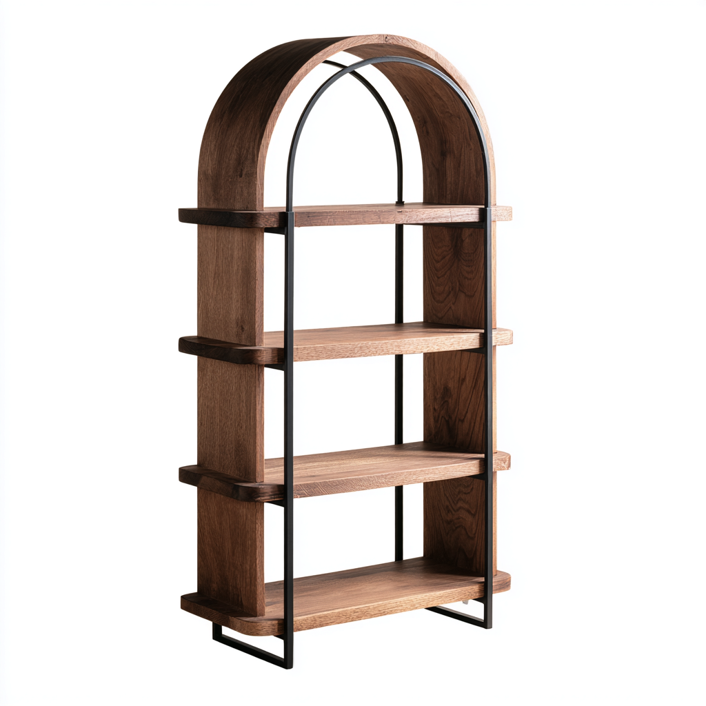 Libreria-legno-massiccio-metallo-88x34x176 cm-marrone-nero-design moderno-Quietilo