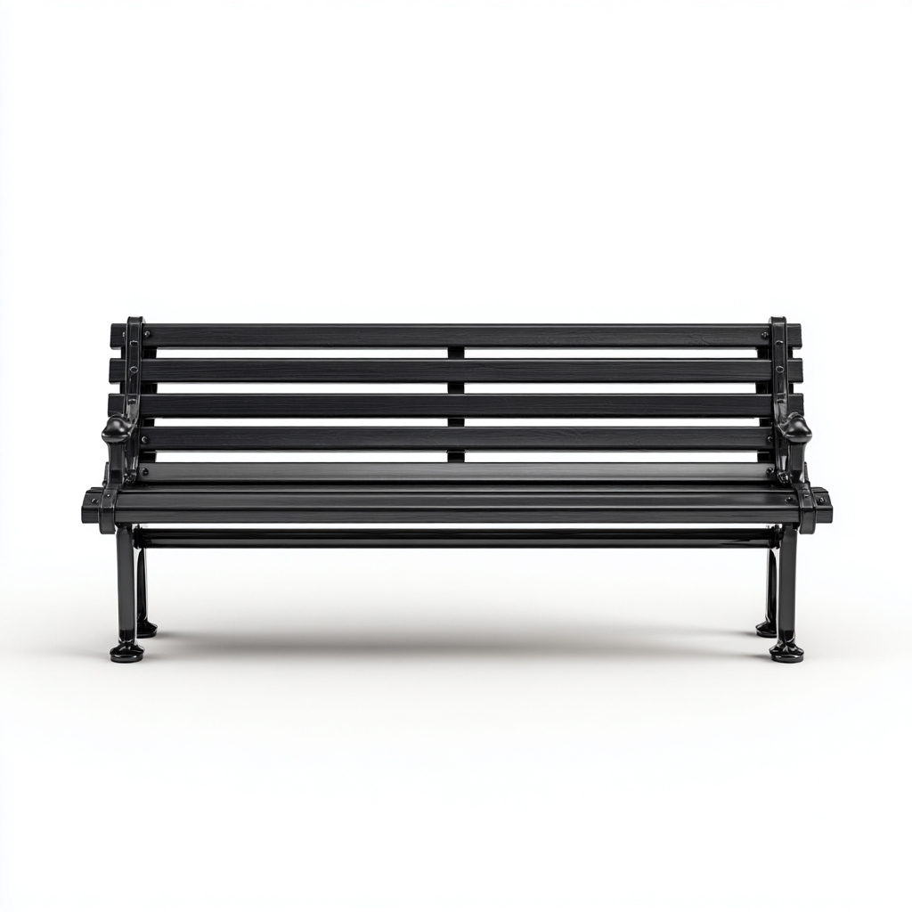 Panca da giardino-metallo-126x59x83 cm-nero-classico-Quietilo