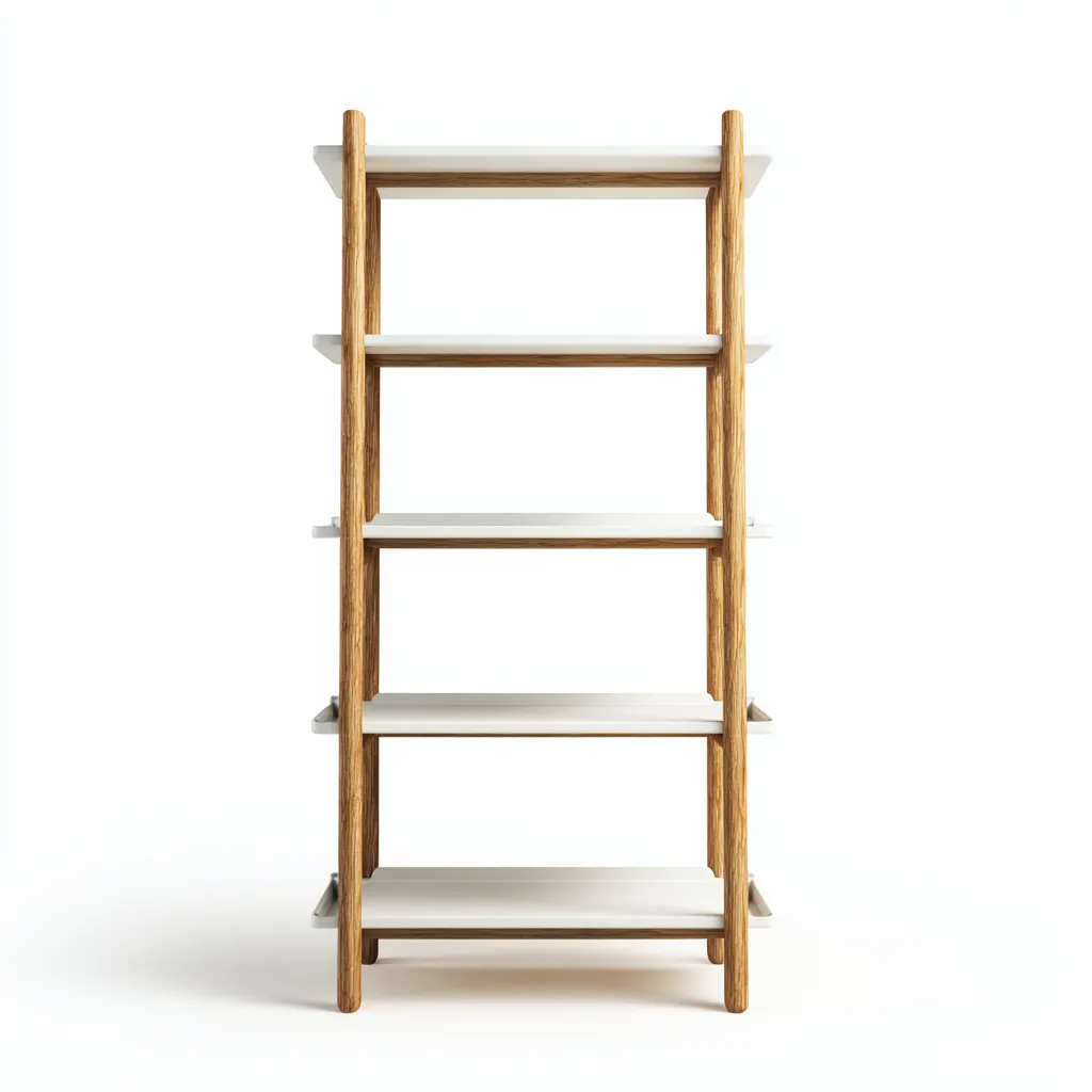 Libreria-legno-massiccio-legno-ingegnerizzato-82x34x168 cm-naturale-bianco-design moderno-Quietilo