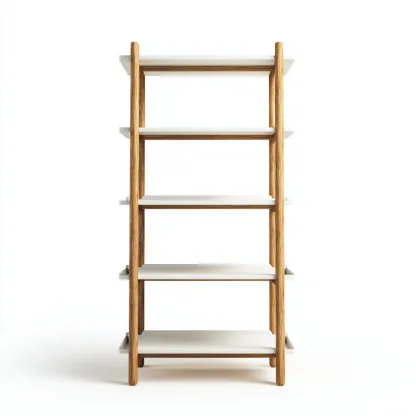 Libreria-legno-massiccio-legno-ingegnerizzato-82x34x168 cm-naturale-bianco-design moderno-Quietilo