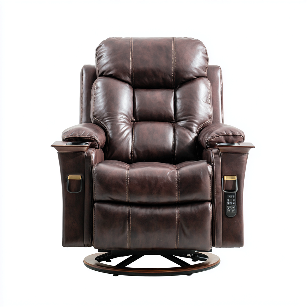 Poltrona reclinabile - Pelle sintetica - 115x109x119 cm - Marrone - Design ergonomico-Quietilo