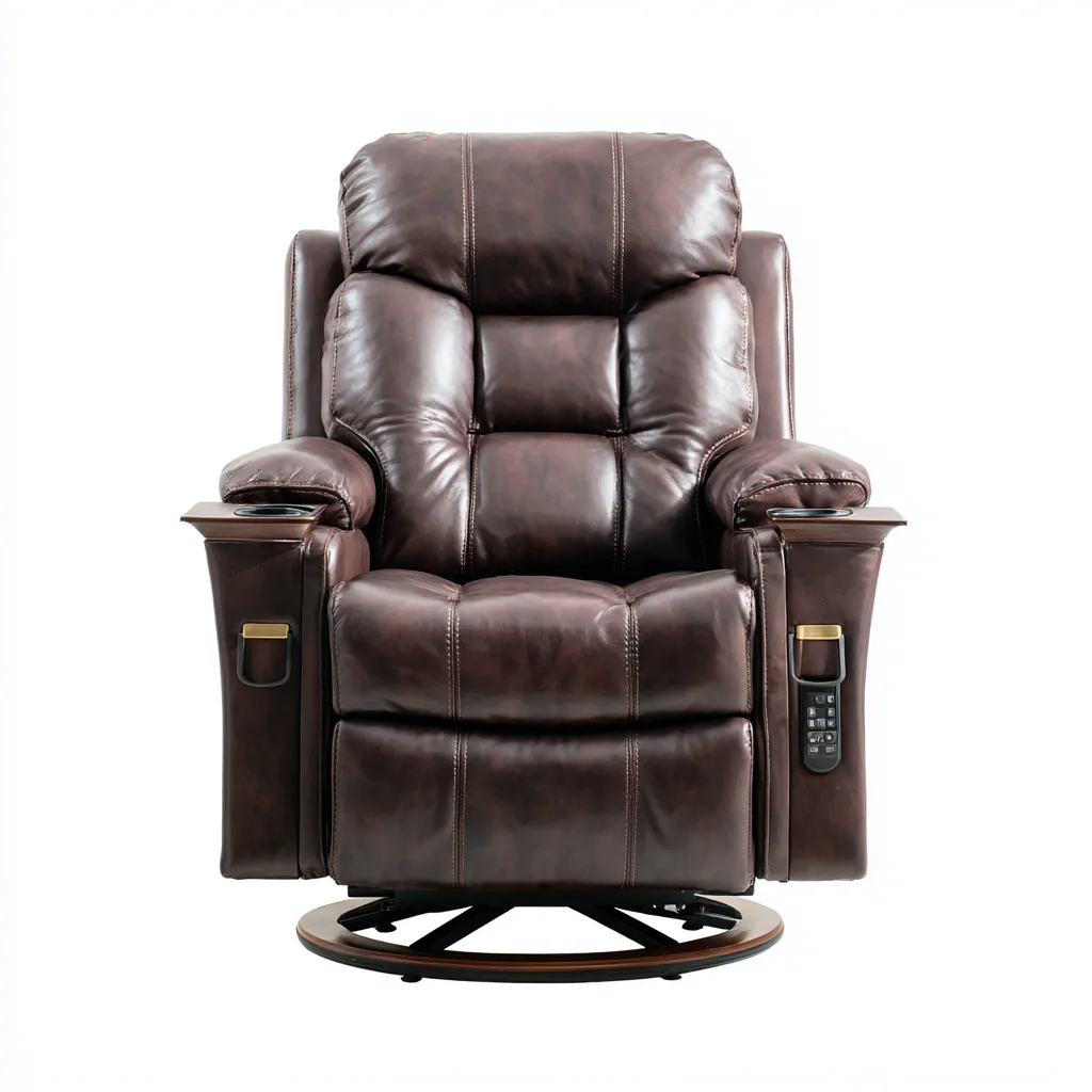 Poltrona reclinabile - Pelle sintetica - 115x109x119 cm - Marrone - Design ergonomico-Quietilo