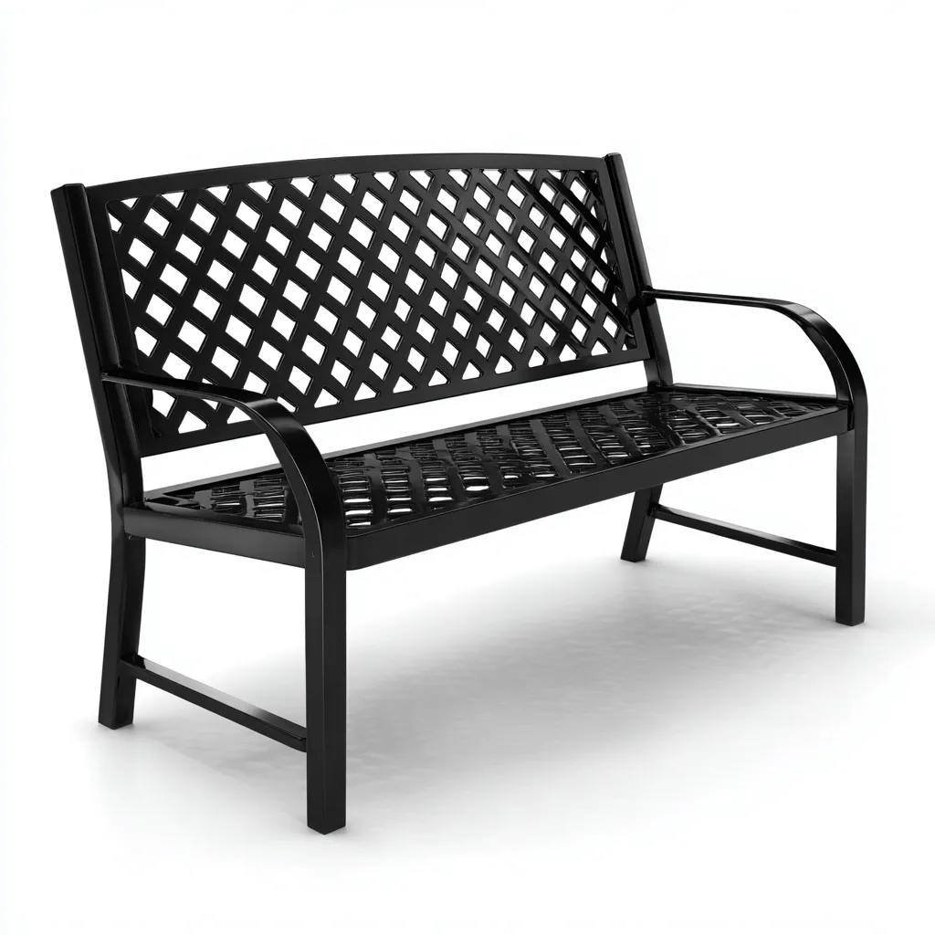Panca da giardino-metallo-128x57x82 cm-nero-moderno-Quietilo