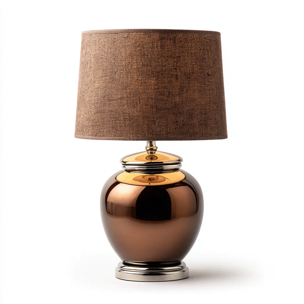 Lampada da tavolo-Vetro-Metallo-Tessuto-28x28x46 cm-Bronzo-Marrone-Design classico-Quietilo