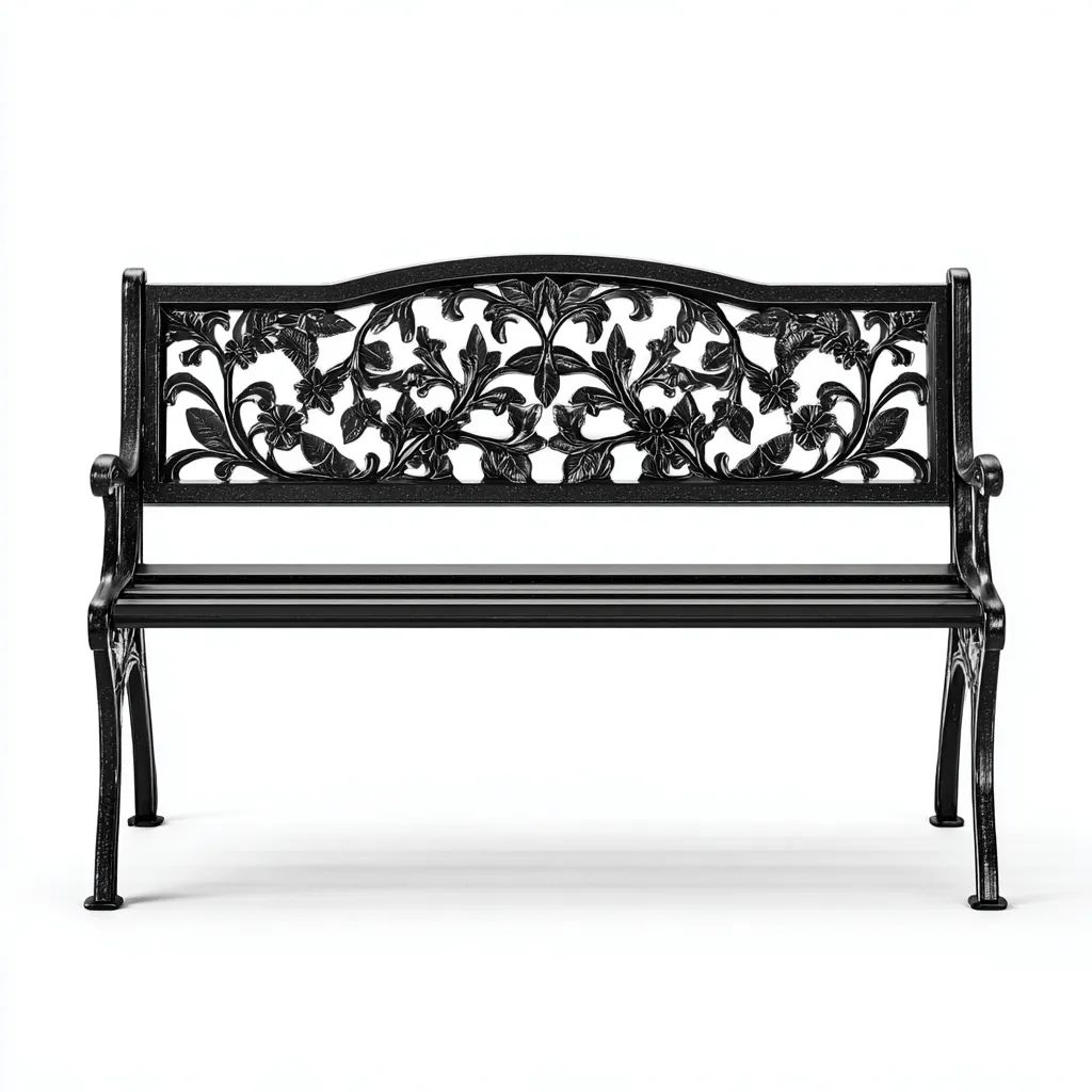 Panca da giardino-metallo-118x56x84 cm-nero-classico-Quietilo