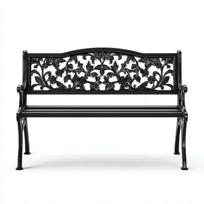 Panca da giardino-metallo-118x56x84 cm-nero-classico-Quietilo