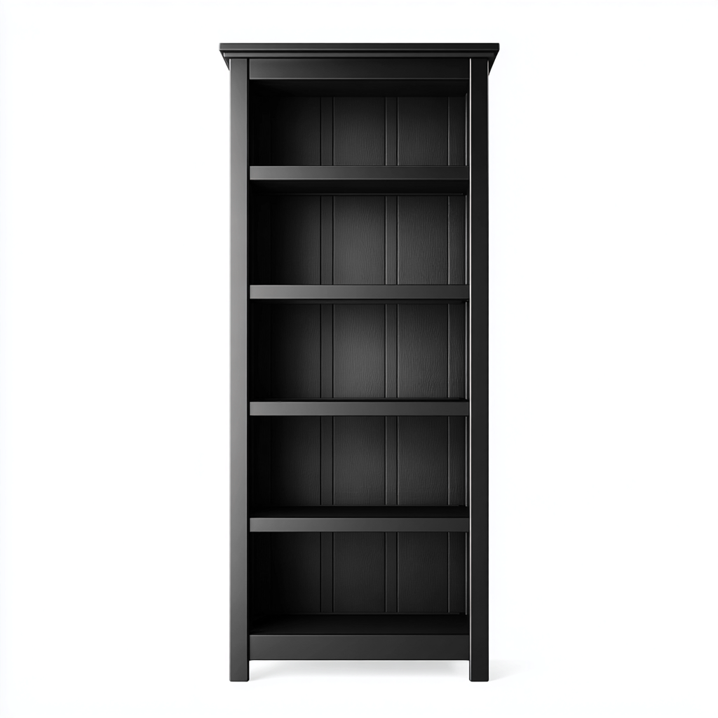 Libreria-legno-ingegnerizzato-83x30x188 cm-nero-design classico-Quietilo