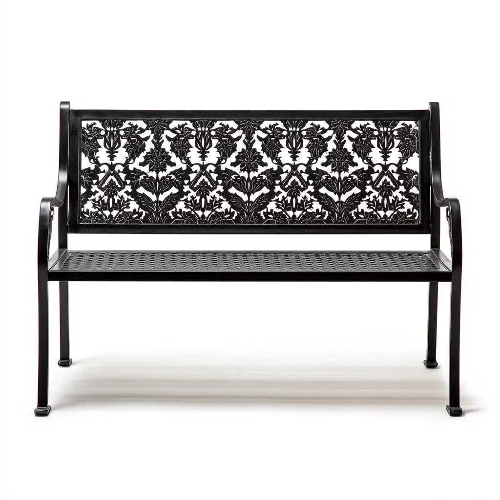Panca da giardino-metallo-119x57x85 cm-nero-classico-Quietilo