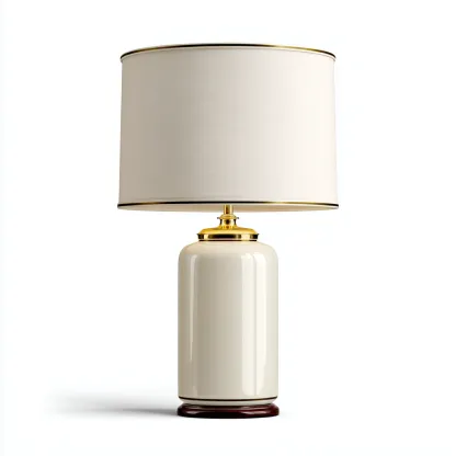 Lampada da tavolo-Ceramica-Metallo-Tessuto-29x29x50 cm-Avorio-Oro-Design classico-Quietilo