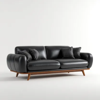 Divano lineare-pelle-208x94x88 cm-nero-design moderno-Quietilo