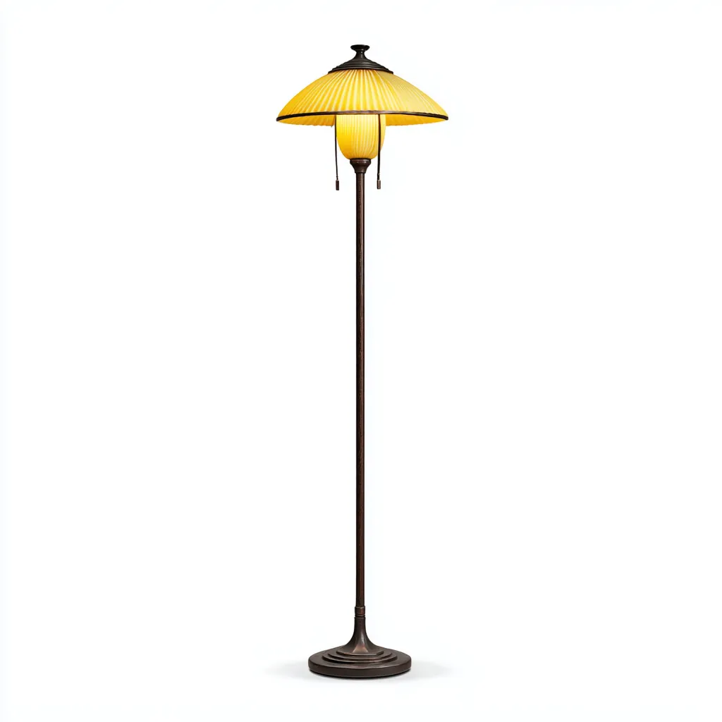 Lampada da terra-Metallo-Vetro-45x45x165 cm-Bronzo scuro-Giallo-Stile orientale-Quietilo