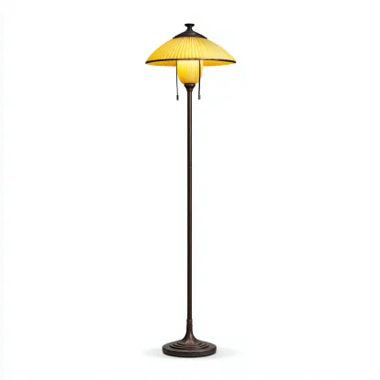 Lampada da terra-Metallo-Vetro-45x45x165 cm-Bronzo scuro-Giallo-Stile orientale-Quietilo