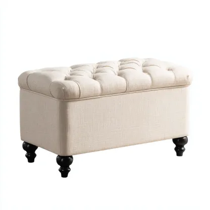 Panca da ingresso-tessuto-legno-89x44x50 cm-beige-design classico-Quietilo