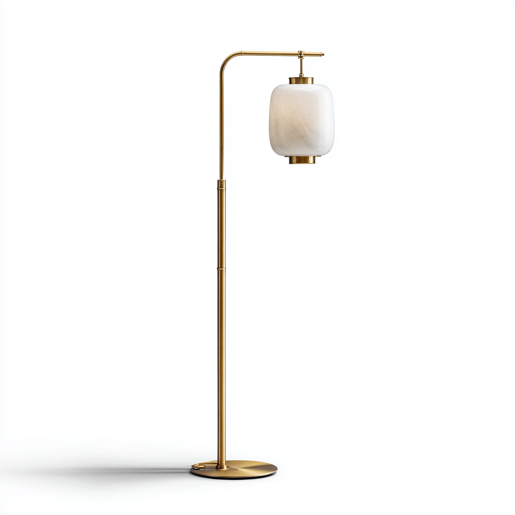 Lampada da terra-Brass-Vetro-38x28x165 cm-Oro-Bianco-Stile moderno-Quietilo