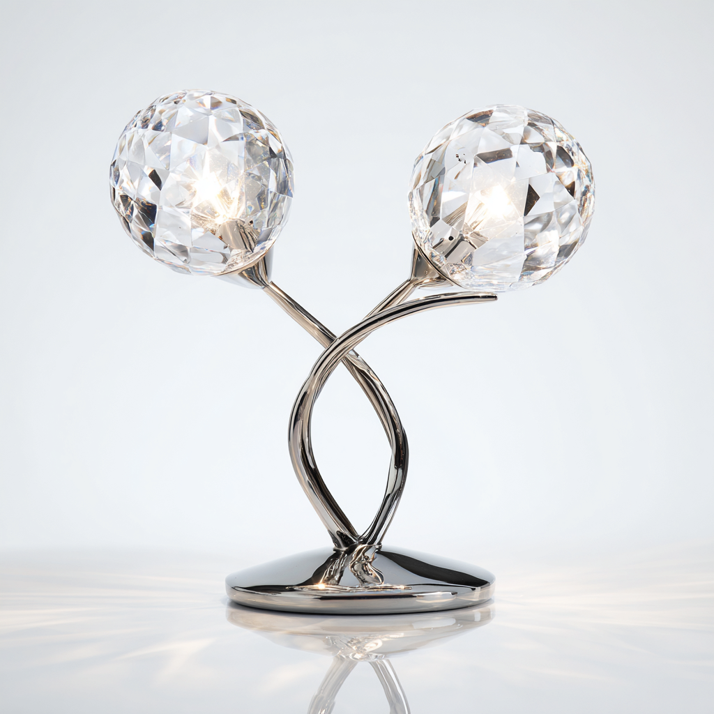 Lampada da tavolo-Metallo-Vetro-22x14x28 cm-Argento-Trasparente-Design moderno-Quietilo