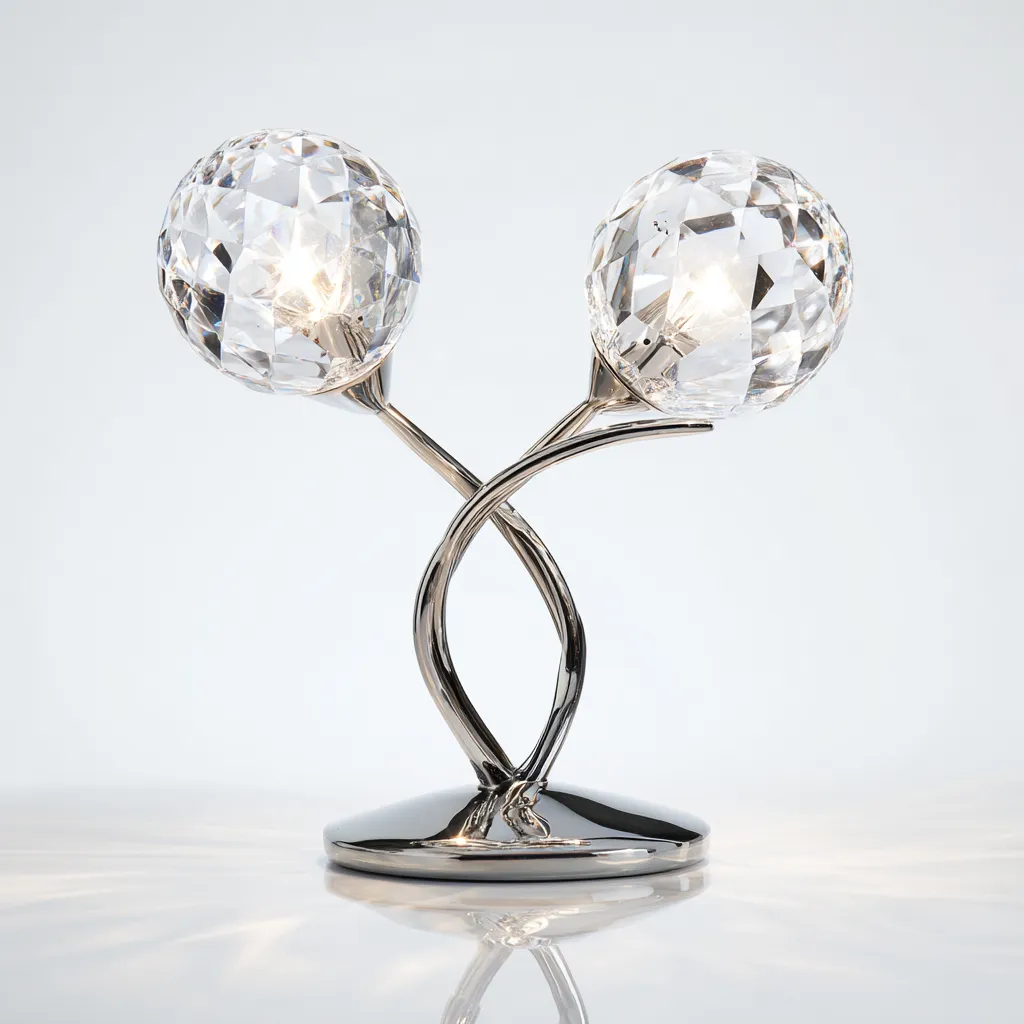 Lampada da tavolo-Metallo-Vetro-22x14x28 cm-Argento-Trasparente-Design moderno-Quietilo