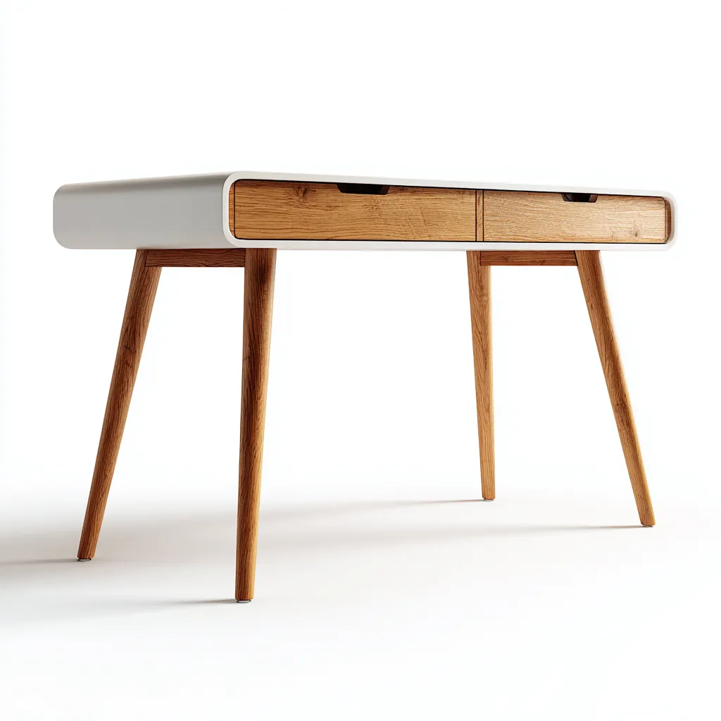 Scrivania-legno-metallo-125x60x76 cm-bianco-legno-naturale-scandinavo-Quietilo