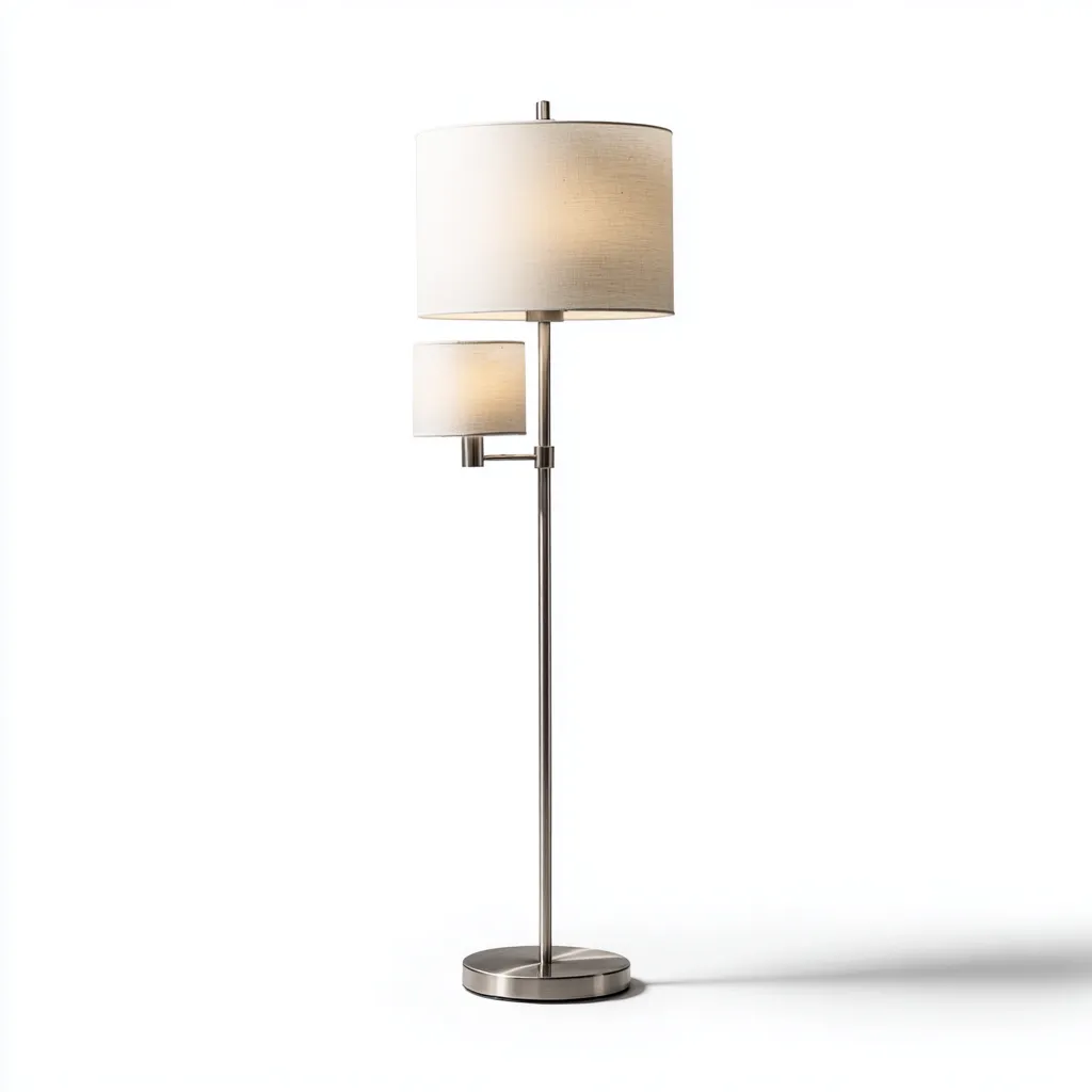 Lampada da terra - Acciaio inox - 32x32x158 cm - Bianco-Acciaio - Design moderno-Quietilo
