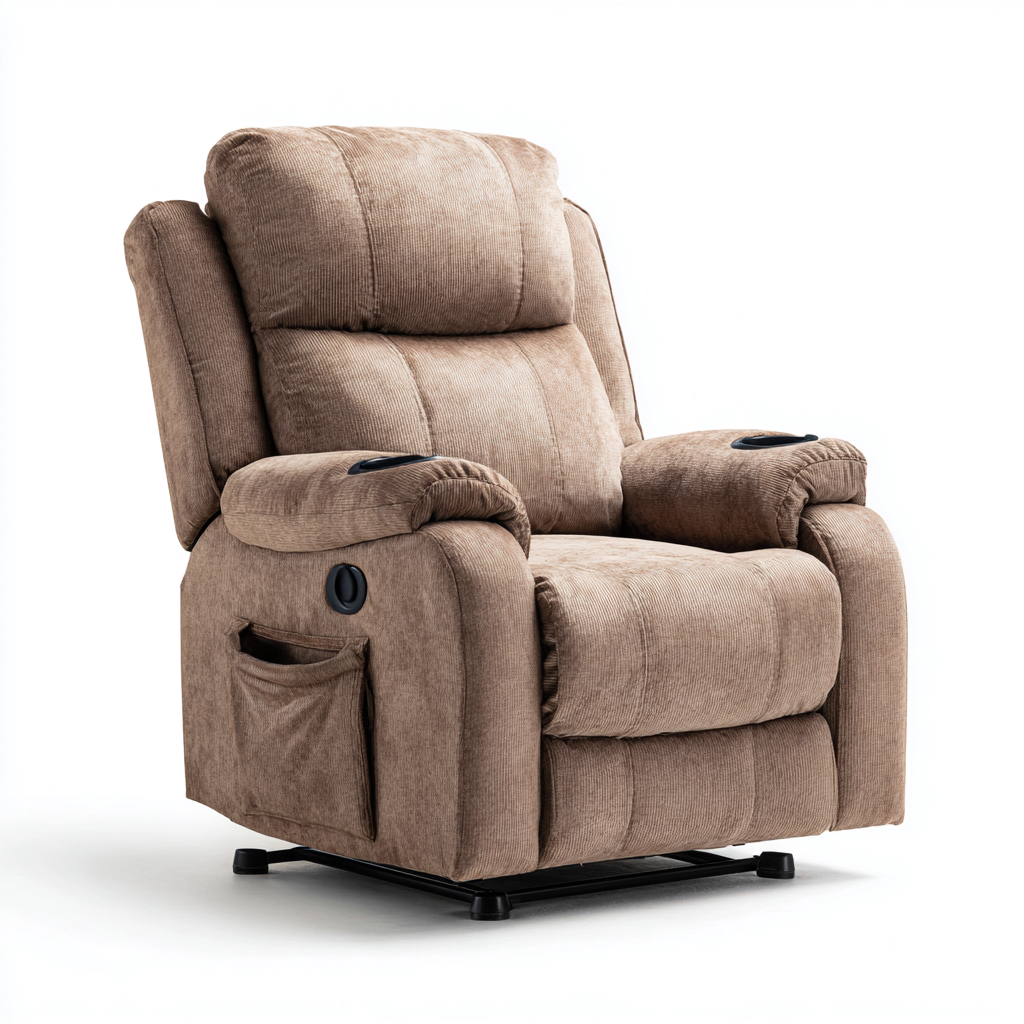 Poltrona reclinabile - Tessuto morbido - 101x94x106 cm - Beige - Design ergonomico-Quietilo