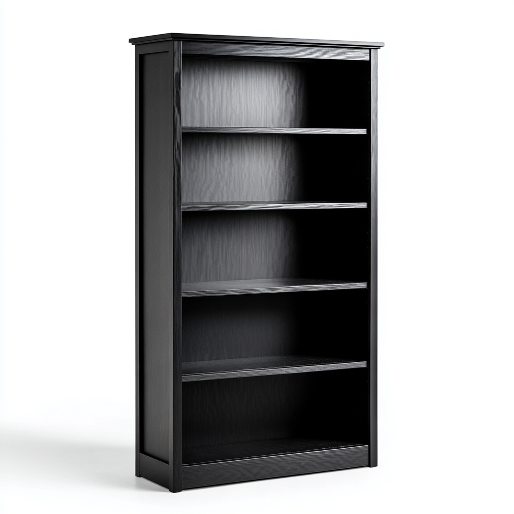 Libreria-legno-ingegnerizzato-82x30x187 cm-nero-design moderno-Quietilo