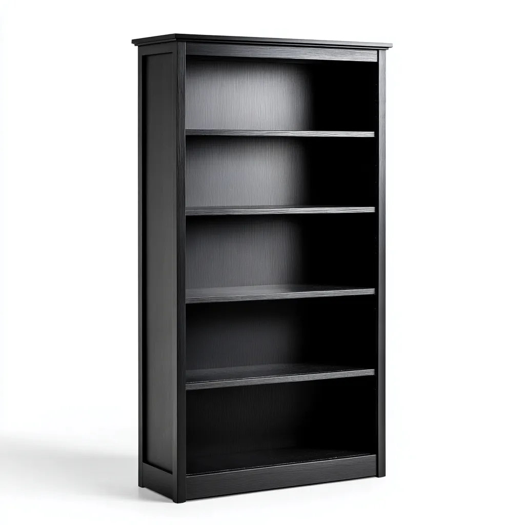 Libreria-legno-ingegnerizzato-82x30x187 cm-nero-design moderno-Quietilo