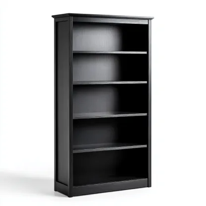 Libreria-legno-ingegnerizzato-82x30x187 cm-nero-design moderno-Quietilo