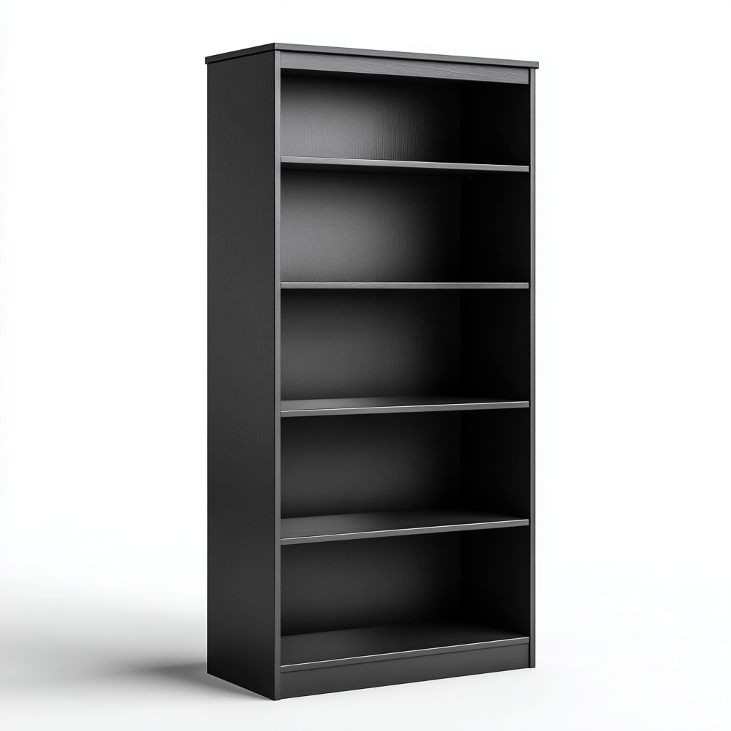 Libreria-legno-ingegnerizzato-80x29x188 cm-nero-design moderno-Quietilo