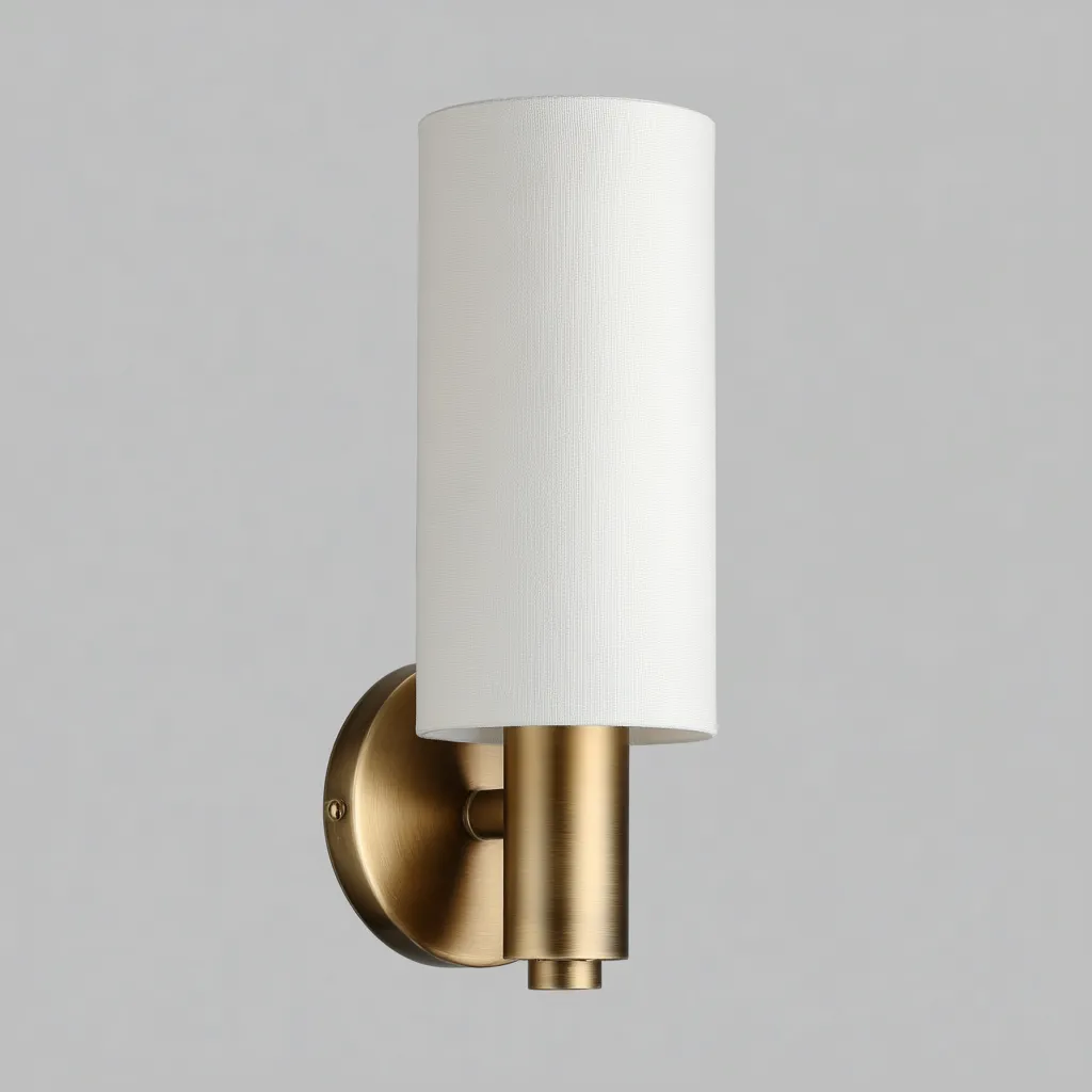 Applique-metallo-tessuto-14x12x32 cm-ottone-bianco-stile moderno minimalista-Quietilo