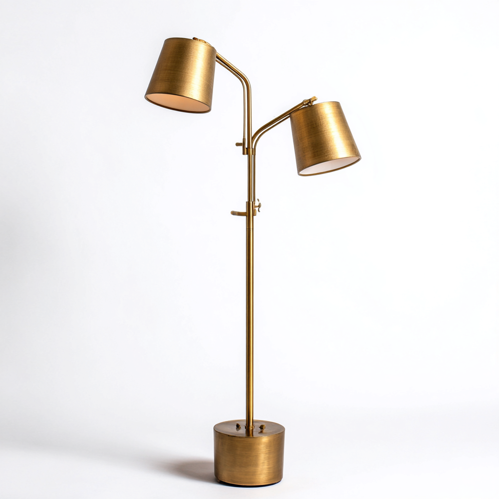 Lampada da terra-Metallo-33x33x165 cm-Champagne-Design contemporaneo-Quietilo