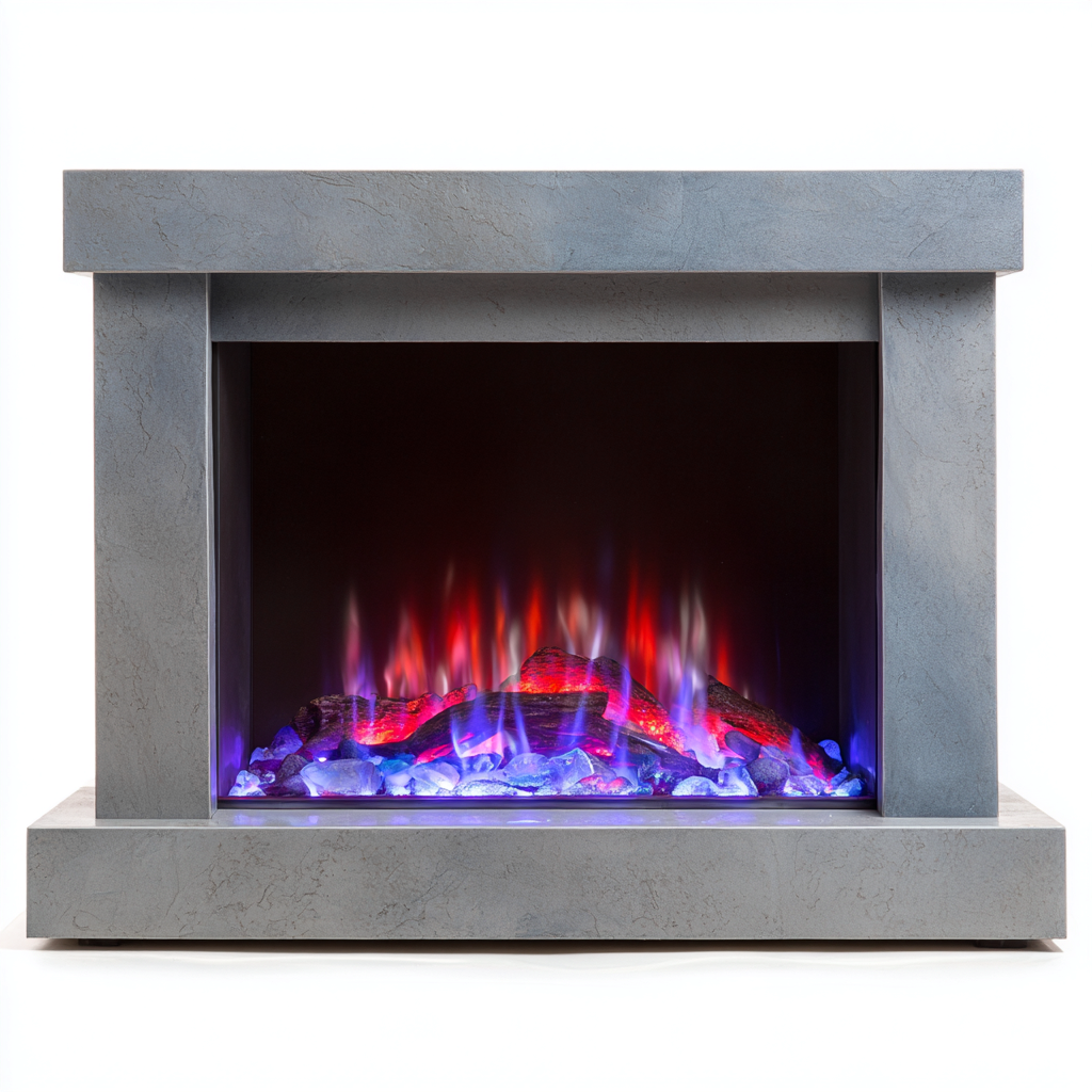 Camino-pietra-vetro-126x33x98 cm-grigio-trasparente-design moderno-Quietilo