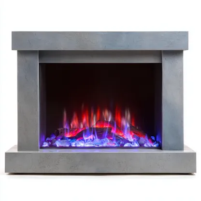 Camino-pietra-vetro-126x33x98 cm-grigio-trasparente-design moderno-Quietilo