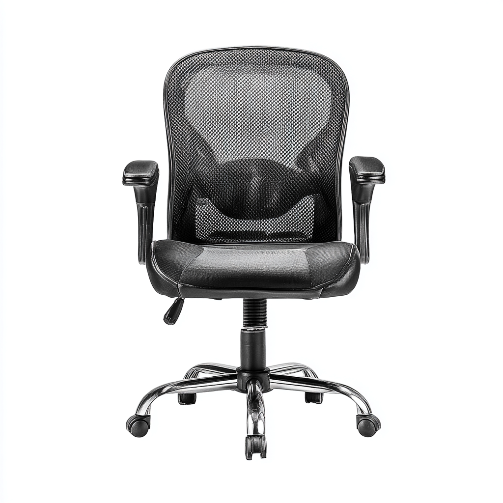 Sedia da ufficio-rete-pelle sintetica-metallo-63x62x108 cm-nero-design traspirante-Quietilo