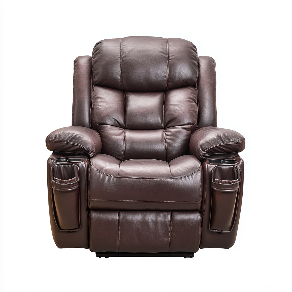 Poltrona reclinabile - Pelle sintetica - 106x98x110 cm - Marrone - Design ergonomico-Quietilo