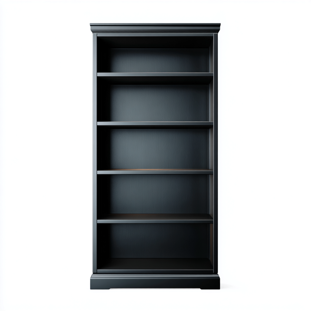 Libreria-legno-ingegnerizzato-88x32x192 cm-nero-design classico-Quietilo