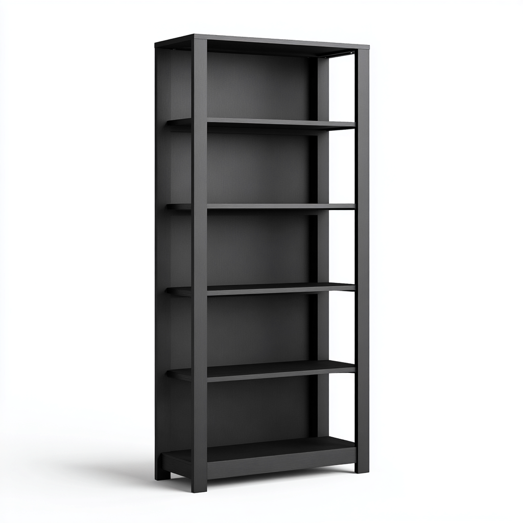 Libreria-legno-ingegnerizzato-84x31x186 cm-nero-design moderno-Quietilo
