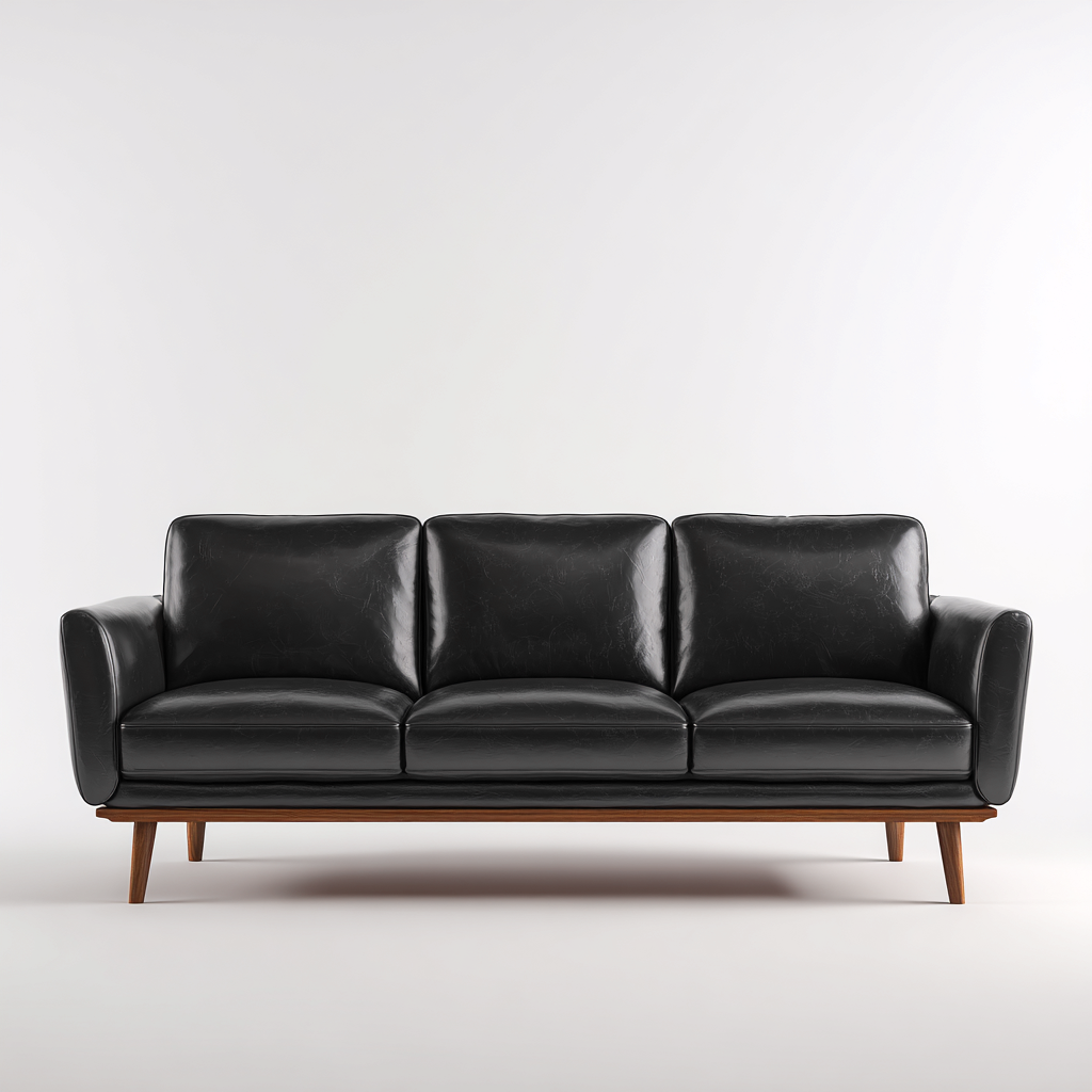 Divano lineare-pelle-192x88x92 cm-nero-design moderno-Quietilo
