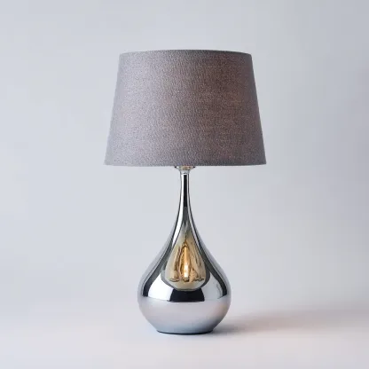 Lampada da tavolo-Metallo-Tessuto-25x25x48 cm-Argento-Grigio-Design moderno-Quietilo