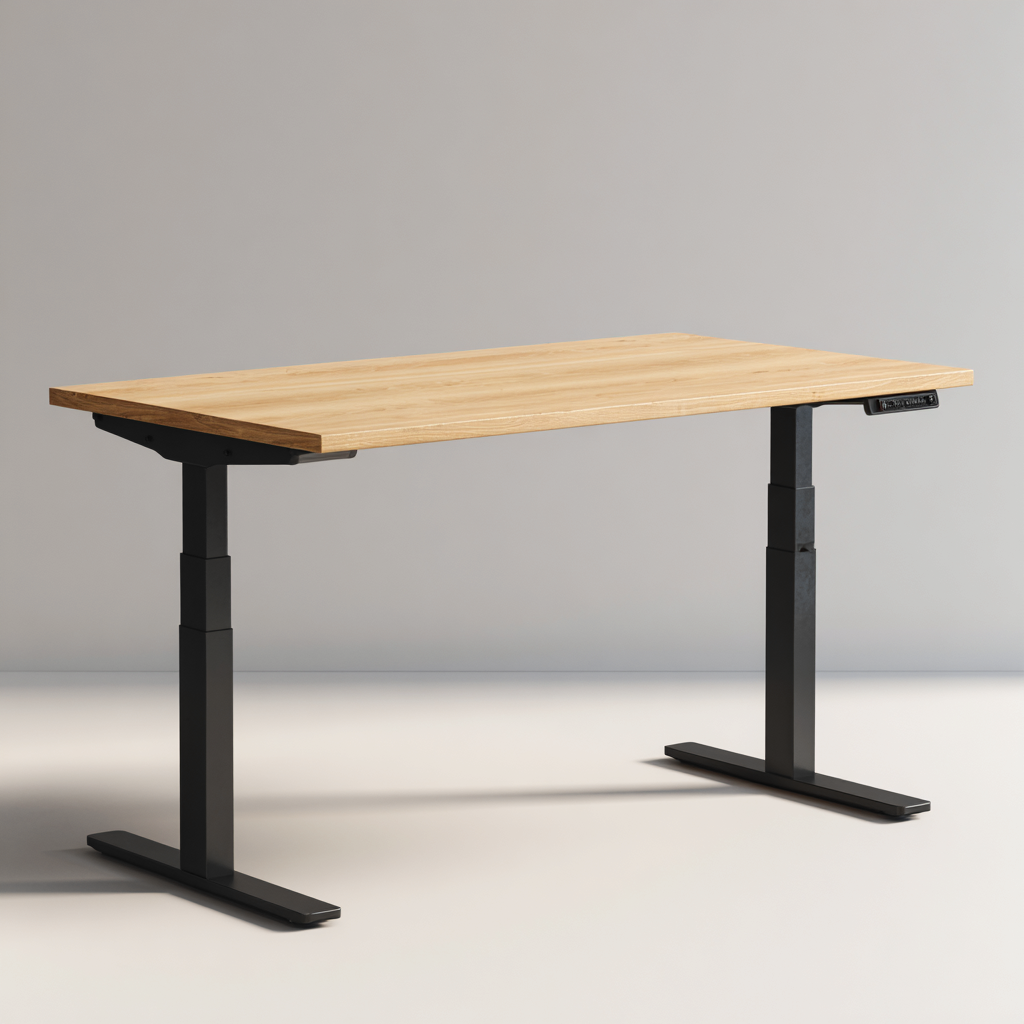 Scrivania-metallo-legno-130x70x118 cm-legno-naturale-nero-moderno-Quietilo