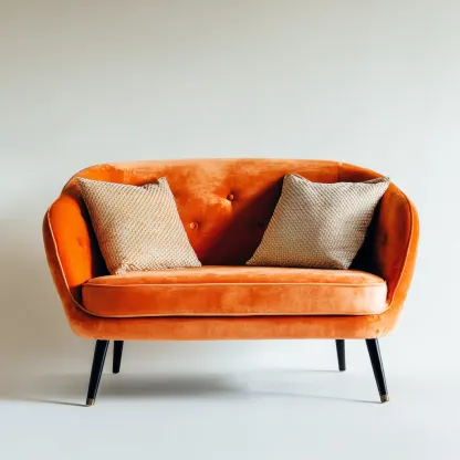 Divano lineare-velluto-148x78x83 cm-arancione-design moderno-Quietilo