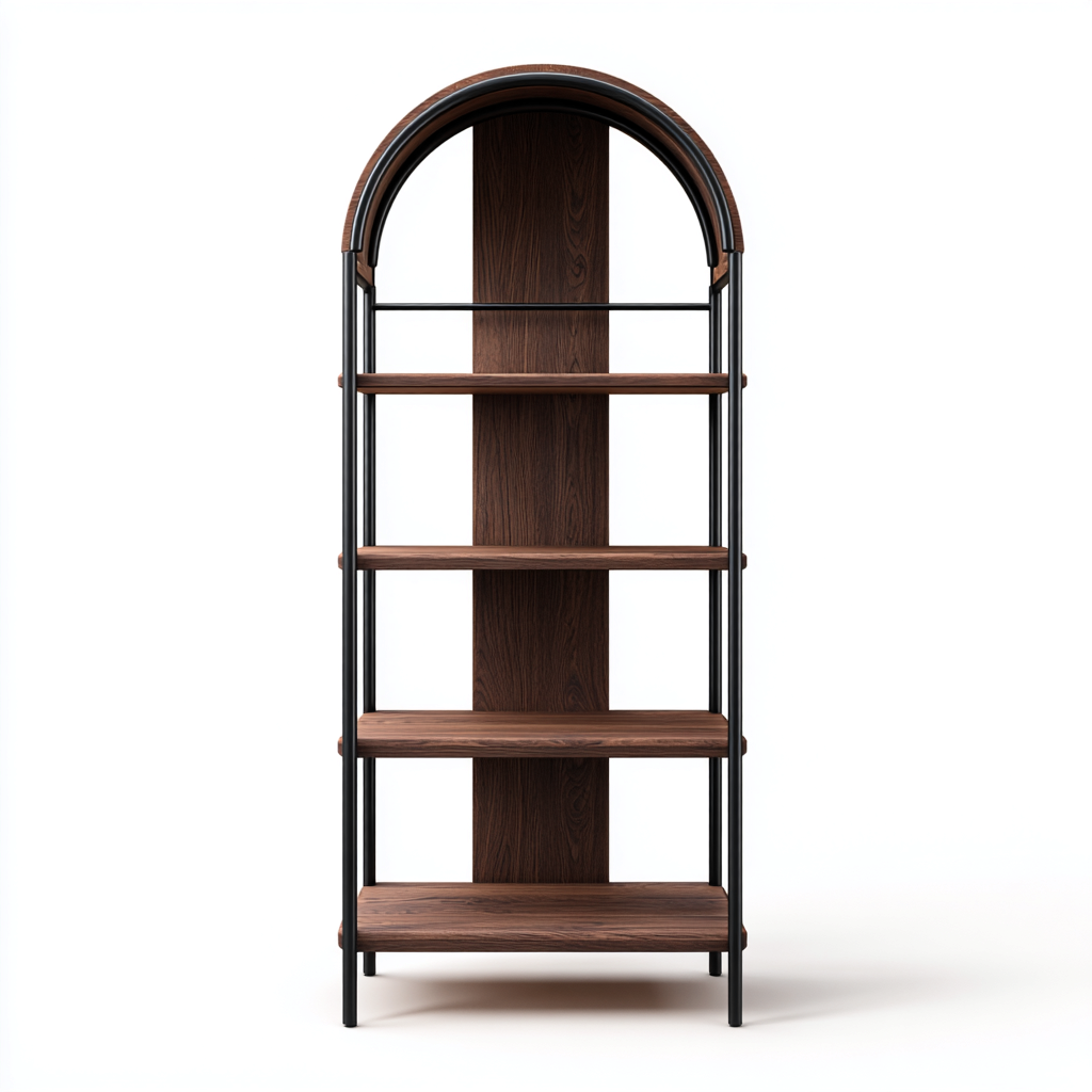 Libreria-legno-ingegnerizzato-metallo-91x34x179 cm-marrone-nero-design moderno-Quietilo