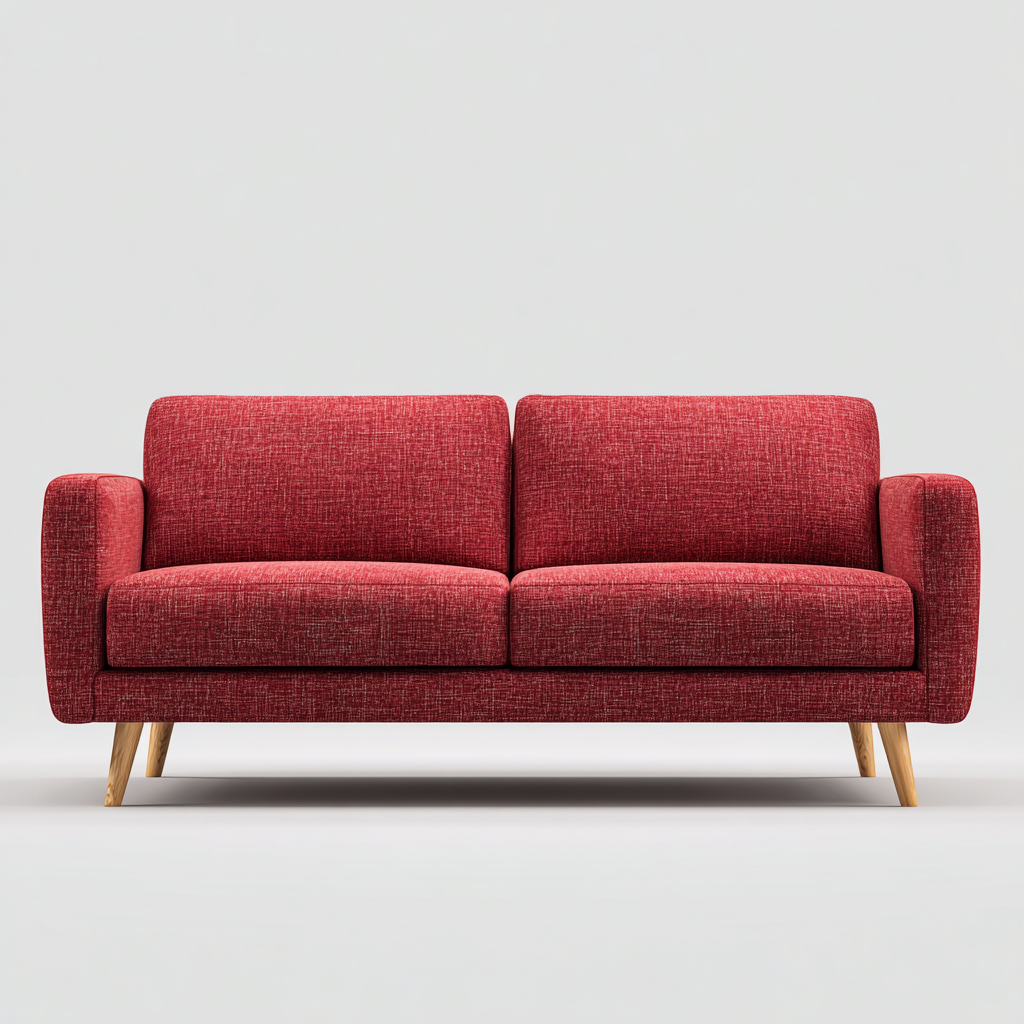 Divano lineare-tessuto-182x82x87 cm-rosso-design moderno-Quietilo